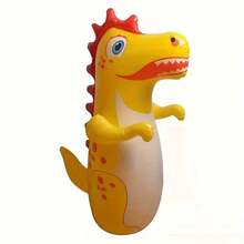 Colorful Dinosaur Inflatable Punching Bag - Vertical Righting, Durable PVC, Pink/Green/Yellow Sports & Fun, Suitable For Game Room, Dinosaur - Multicolor - View 13