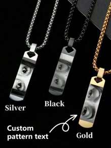 1pc Custom Photo Engraved Stainless Steel Rectangle Pendant Necklace, Memorial/Anniversary Gift Silver,Gold Stylish,Fall Fashion,Contracted,Simple,Casual,Vintage,Unisex Custom,Personalized,Unique Ideal Gifts For Him Girlfriend,Mom,Family,Friends,Grandparents,Her,Boyfriend,Dad For Anniversaries,For Birthdays,For Daily Wear,For Mother's Day,For Valentine's Day,For Graduation,For Weddings,For Grieving Gifts,For Father's Day