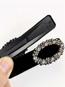 1pc Black Velvet Hairpins With Rhinestones, Women's Multicolored Large Rhinestone Hair Clip, Elegant Water Drop Hollow Out Crystal Hair Clips, Suitable For Daily And Festival Wear Street, For Side, Bangs, Back Of The Head Bathroom Decor Summer Back To School