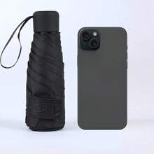 Travel Umbrella, Compact And Lightweight, 6 Ribs Reinforced, Foldable, Manual Open, UV Protection, Fashionable, Casual, Cute, Pongee (210T) Umbrella Cloth, Iron Umbrella Handle And Ribs