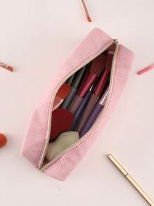 1 PIEZA Estuche para lápices de pana con transferencia térmica personalizada, estuche de almacenamiento de papelería con cremallera, accesorios de escritorio para el almacenamiento de aprendizaje, esenciales de regreso a la escuela (estuche de maquillaje) para estudiantes de secundaria, preparatoria, universidad y principiantes.