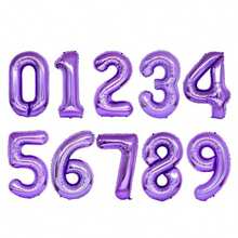 Globos con números de lámina de 32 pulgadas en color morado para decoración de fiestas de cumpleaños, aniversarios y otras celebraciones, números del 0 al 7. - Morado - Ver 2