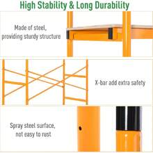 4-Step Steel 4.6 X 2 X 6 Ft. Scaffold 2 Wheels Free Moving For Indoor & Outdoor Decoration Anti-Skid, 440 Pound Capacity