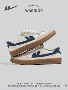 WARRIOR 男士时尚系带滑板鞋，舒适防滑户外休闲运动鞋，配色块设计