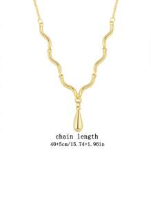 1pc French Minimalist Teardrop Pendant Necklace, Water Ripple Design, Suitable For Women's Daily Wear