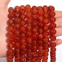 Natural Stone Beads Pink Crystal Agate Citrine Quartz Loose Beads For Jewelry Making Bracelet Stone Beads DIY Accessorie 4 6 8 10mm - Red Agate - 查看 1