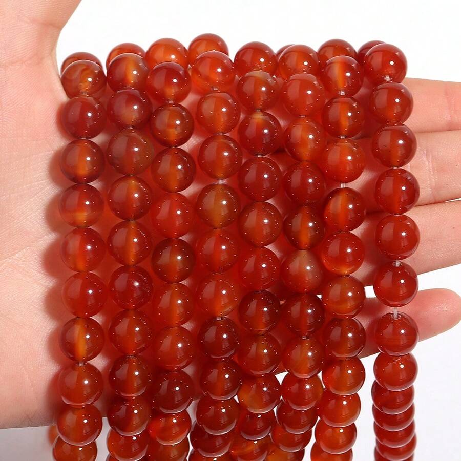 Natural Stone Beads Pink Crystal Agate Citrine Quartz Loose Beads For Jewelry Making Bracelet Stone Beads DIY Accessorie 4 6 8 10mm - Red Agate - 查看 1