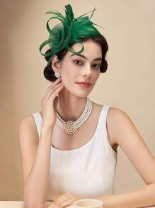 1pc Elegant Natural Feather Hairband, Versatile For Party And Performance, Spring/Autumn Mini Hats Tiny Hats Derby Hat Fascinator Mini Top Hat Mini Cap, Gifts, Wedding