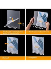 1/2/5pcs Clear Acrylic Card Holder For Office Exhibitions Seating, Business Card Clip