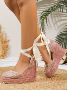 Women's D'ovsay Wedge Sandals, Woven Ankle Strap Sole Shoes, Casual Thick Bottom Summer Sandals