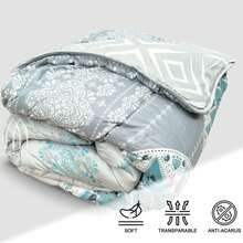 Edredón Estampado con Relleno de Fibra, Edredón Cama Individual, Tejido Suava y 100% Poliéster - Indio Verde - Ver 2