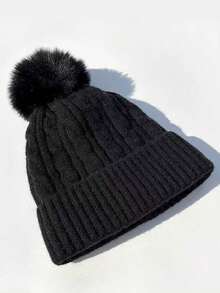MilyModa Winter Hat, Cold Cap, Without Embroidery For Adults, Beret Cap - Black - View 3