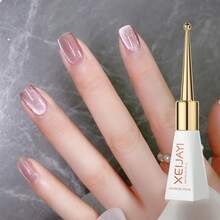 XEIJAYI 1pc 10ml Bean Sand Crystal Cat Eye Magnetic Gel Nail Polish Soak Off Uv Led Lamp Nail Polish For Women For Spring-No Magnetic Stick Included - 粉色 - 查看 2