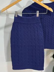Women's Knitted Skirt And Blouse Set With Braids Made In Modal Knit. - View 2