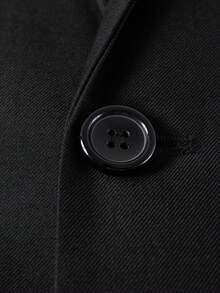 男士单排扣缺口翻领商务正装西装外套，适合婚礼、典礼、节日活动 - 黑色 - 查看 6