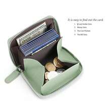 Vintage Genuine Leather Wallet Fashion Casual Solid Color Credit Card Storage Bag & Organizer Women's Simple Versatile Clutch Bag & Coin Purse For Women Wallet Mini Wallet Purse Wallet Coin Wallet - Green - View 11