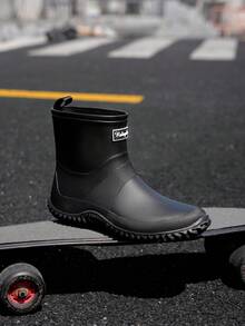 1 Pair Lightweight Tall Rain Boots, Soft Foldable Outdoor Hiking Long Waterproof Boots, Riding Boots, Ultra-Thin Rain Boots, Commuting Overshoes, Unisex - Black - View 8