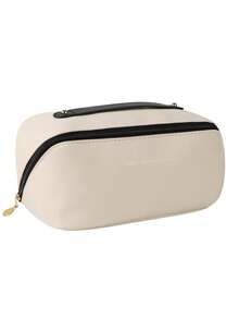 1个大容量隔层化妆包，旅行便携式洗漱包，多层化妆包，男女通用护肤品收纳袋，适合携带美容必备品，旅行洗漱包 - 杏色 - 查看 5