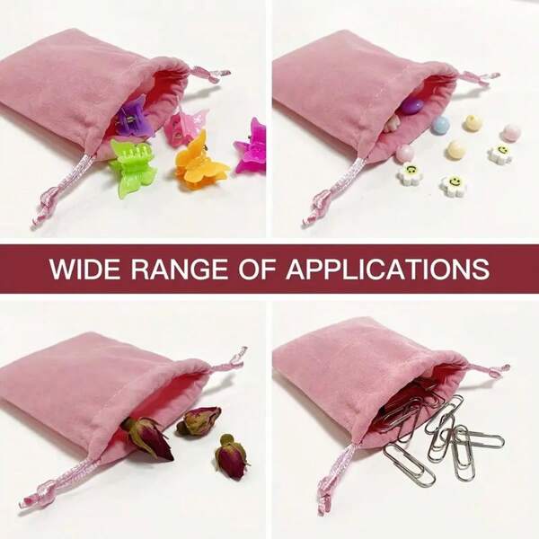 Velvet Jewelry Pouch With Drawstring - Small Pink Soft Storage Bag, Suitable For Wedding Favors, Party Gifts, Valentine's Day, Anniversary Gifts