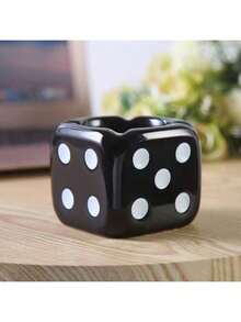 1 件陶瓷骰子烟灰缸，适合家庭和户外使用，精美香烟烟灰缸，汽车，桌面便携式烟灰收集器