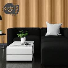 PREMIUM Textured Light Slatted Wallpaper Roll 5 Meters Self-Adhesive 3D Living Room Bedroom - Gỗ - Xem 3