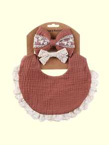 Personalized Baby Gift Set - Embroidered Letter Bibs & Lace Headbands | Newborn Gift Box | Fashionable, Cute, Practical, Spring New Arrival - Multicolor - View 10