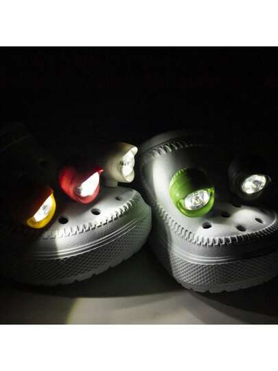 2/4/8Pcs Outdoor Camping Hole Shoe Headlight Adult Shoe Decoration Waterproof Shoe Light Three Lighting Effects