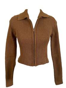 Knitted Cropped Cardigan Jacket With Ribbed Fashion Zipper - 查看 6