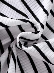 2 Stücke Sommer Baby Mädchen Geripptes und Geripptes Set mit Kirschstickerei Bluse und Shorts, bequemer Outfit