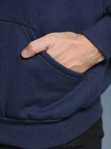 Unisex Zip Up Hooded Sweatshirt - Navy Blue - View 4