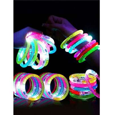 20个LED发光手环，夜光，适合生日、嘉年华、圣诞节、万圣节、新年派对，霓虹色婚礼装饰，带闪光灯和荧光棒