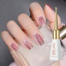 XEIJAYI 1pc 10ml Bean Sand Crystal Cat Eye Magnetic Gel Nail Polish Soak Off Uv Led Lamp Nail Polish For Women For Spring-No Magnetic Stick Included - 粉色 - 查看 4