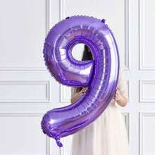 Globos con números de lámina de 32 pulgadas en color morado para decoración de fiestas de cumpleaños, aniversarios y otras celebraciones, números del 0 al 7. - Morado - Ver 4