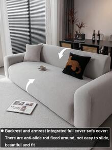 1 件四季弹力沙发套，防滑全覆盖沙发座垫套，可机洗防尘沙发毯，宠物友好型，适用于卧室、办公室、客厅、单人/2/3/4 座 - 淺灰色 - 查看 4