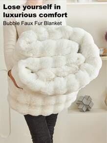 1pc White Double-Sided Cozy Rabbit Fur Plush Blanket Plush Blanket, Soft Warm Faux Fur Luxury Style Throw For Multi-Purpose Use In Living Room, Bedroom And Sofa Queen Twin King Size Luxury Fluffy Long Plush Blanket Bedding Throw Soft And Comfortable Couches Blankets For Home, Domitory Bedding Back School Bedding