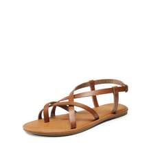Womens Gladiator Flat Sandals Ladies Comfortable Cross Straps Wedding Sandals - Brown - View 3