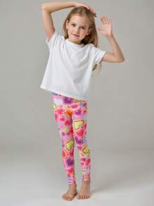 4pcs/Pack Girls Unicorn Print Leggings, Rainbow Pony Pattern Ankle Pants, Comfortable 7/8 Trousers, Suitable For Daily Wear, Spring/Summer