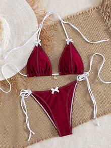Women New Style European & American Separate Bikini Set - Red - View 2