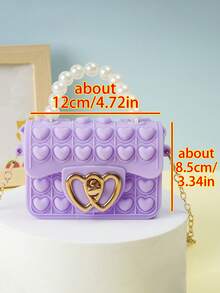 [Small] 1pc Girls Silicone Jelly Bag, Dual-Sided Bubble Heart Shaped Crossbody/Coin Purse, Suitable For Daily Use - Multicolor - View 6