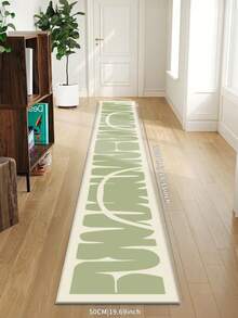 1 Piece Green Carpet, Modern Minimalist Geometric Style, Hall Carpet, Rectangle Crystal Velvet Carpet, 1000g/M², Anti-Slip Washable, Decorative For Home, Living Room, Kitchen, Dining Room, Office, All Season - Green - View 3