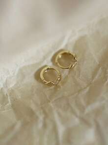 GAGAFEEL 1对925纯银时尚优雅可爱迷你叶子锆石耳夹耳环，适合女性日常佩戴、派对、友情礼物 - 金色 - 查看 8