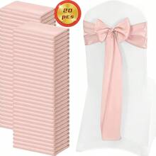 20pcs Champagne Satin Chair Sash Bows, Universal Decorative Chair Cover Ties For Wedding Reception, Washable & Reusable Chair Ribbons, Suitable For Wedding Events And Banquets