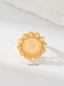 1pc 22K Gold Plated Copper Material Women's Ring, Unique & Personalized Design With Laser Engraved Patterns, Adjustable Size, Great Gift For Lover, Daily Wear Or Mother's Day