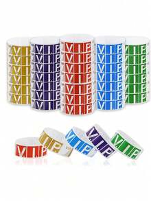 100pcs/Set Multicolor Waterproof Paper VIP Event Wristbands For Events Nightclubs Identification Wristbands Waterparks Parties Festivals Concerts Fairs - Multicolor - View 1