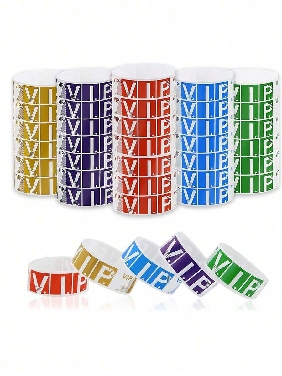 100pcs/Set Multicolor Waterproof Paper VIP Event Wristbands For Events Nightclubs Identification Wristbands Waterparks Parties Festivals Concerts Fairs - Multicolor - View 1