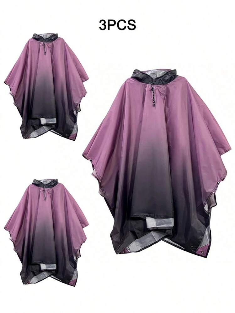 Gradient Purple Rain Poncho Jacket Coat Hooded Zipper Style For Adult With Pocket Summer Cooling,Beach,Travel,Cute Stuff - Dusty Purple - View 11