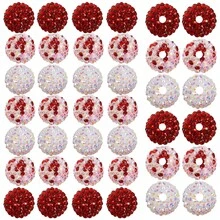 10 件 20 毫米混合泡泡糖珠套装，颜色有红色、白色、深蓝色、黑色、粉色、蓝色和白色，珠子间距较大。粗珠用于 DIY 钥匙扣、钢笔、手链、项链、手工艺品和珠宝制作。婚礼季节、母亲节、送给朋友和母亲的最佳礼物