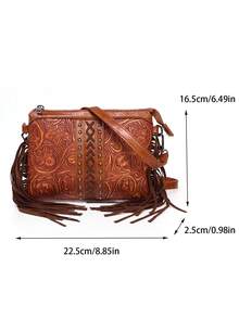 新款时尚春夏斜挎包波西米亚复古印花单肩包小众日常休闲旅行通勤出差街头度假棕色 - 棕色 - 查看 6