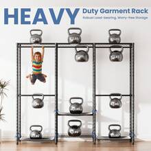 Closet Organizer Metal Garment Rack Portable Clothes Hanger Freestanding Closet Wardrobe 77"Wx 18"D X 77"H - Black - View 7