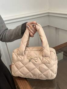 1pc Bowknot Handbag Popular Fashion Casual Bag Popular Handbag, With Sweet And Cute Bow Decoration, Fashionable And Versatile Small Square Bag, Suitable For Girls To Go Out Shopping, Daily Use, Shopping, Sweet And Cute Style Handbag, The Best Choice For Little Girls As Gifts - Bow Handbag - View 4